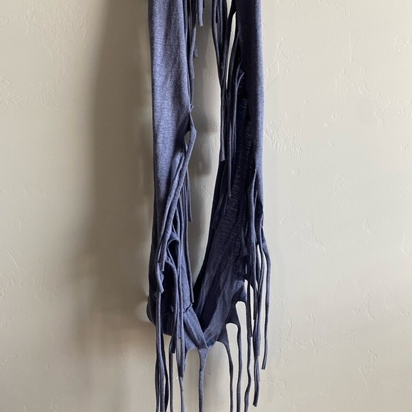 Mudd - Blue jersey knit Fringe Infinity Scarf - Picture 4 of 7